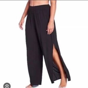 Kona Sol Black Swim Cover Up Pants with Slit